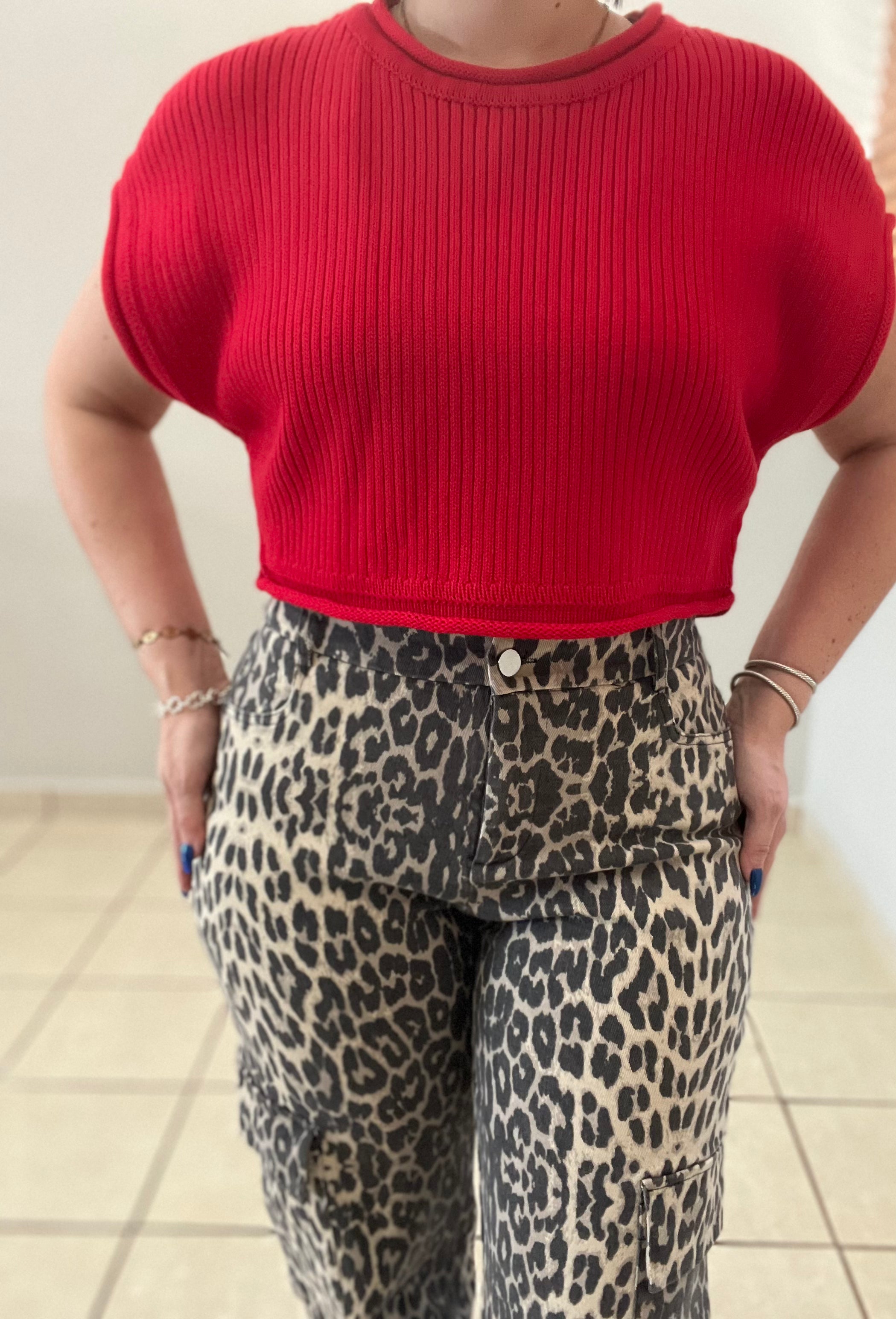 Red Knit Top